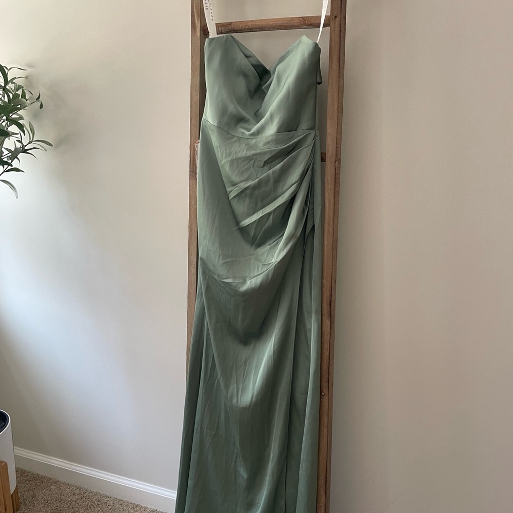 NWT Azazie matcha satin dress